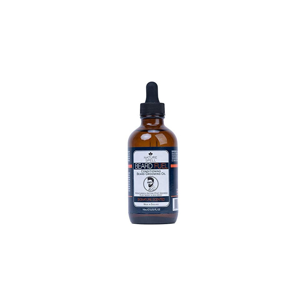 Nature Spell Beard Grooming Oil - Extra Large Bottle 110ml- Signature Scented, Beard Conditioning Oil, Made in UK