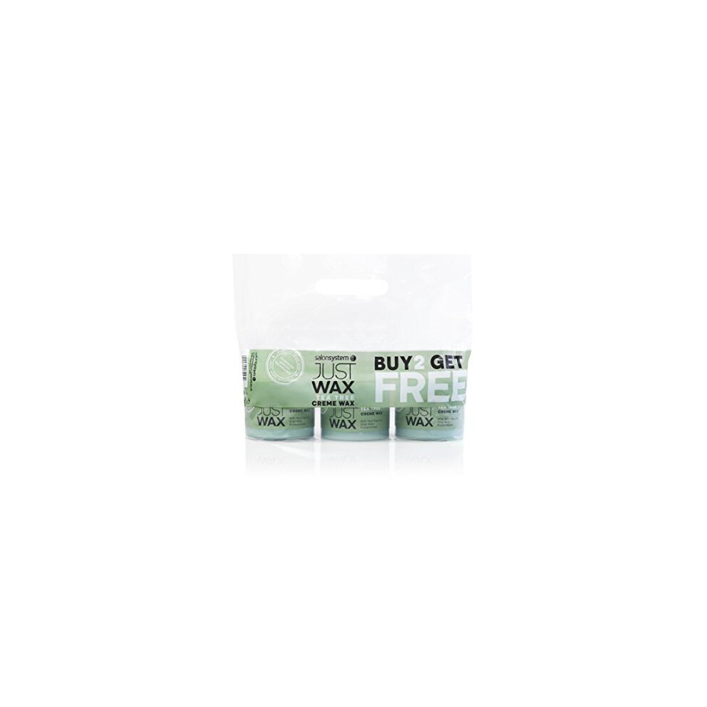 Salon System Just Wax Tea Tree Creme Wax - 3 For 2 And Deo Fine Paper Wax Strips (100)