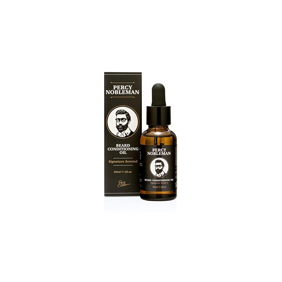 Beard Oil by Percy Nobleman - 99% Naturally Derived Signature Scented Blend. Beard Conditioning Oil With a Special Mixture of Quality Ingredients that