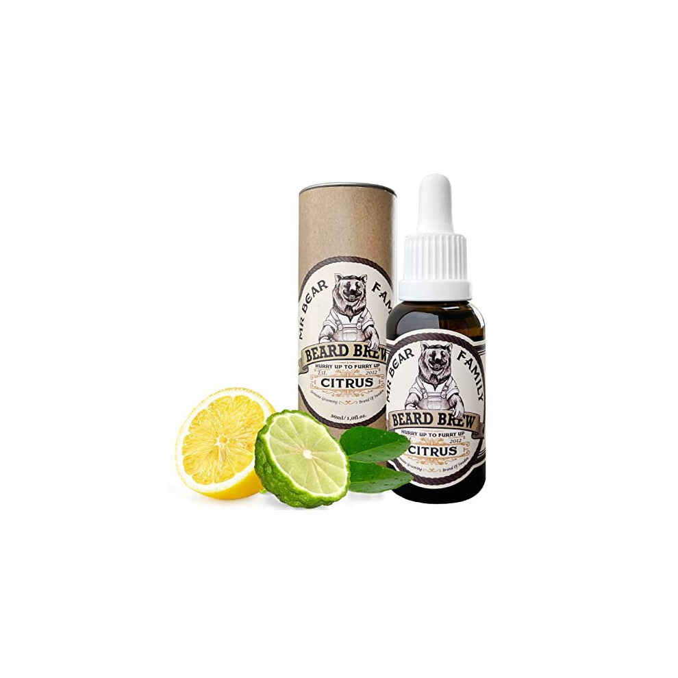 Mr Bear Family Men's Natural Beard Oil For ? Scented Beard Moisturiser Oil Contains Hydrating Jojoba + Argan Oil ? Nourishing Beard Softener For Healthier Hair