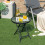 Costway Patio Folding Glass Side Table Portable Round Bistro Coffee Table 3