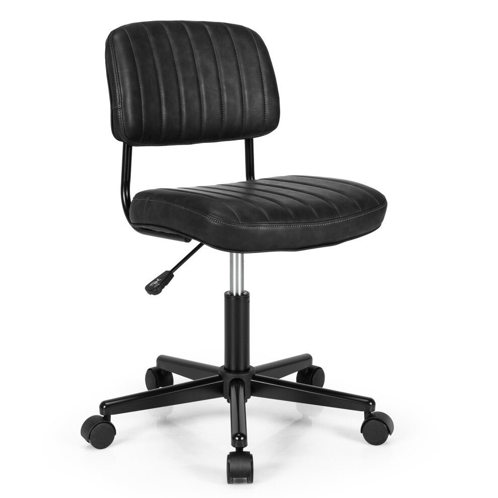 Armless PU Leather Office Chair Height Adjustable Swivel Accent Chair