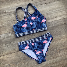 (5-6 Years) Girls Swimwear Bikini Set Swimming Flamingo 3-14