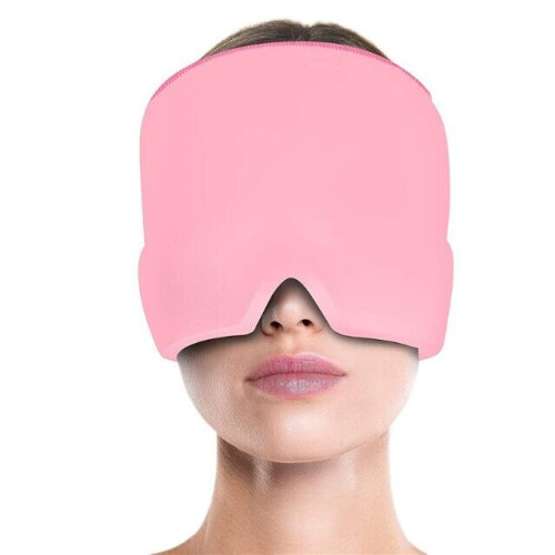 (Pink) Ice Pack Migraine Hat Cold Therapy Headache Pain