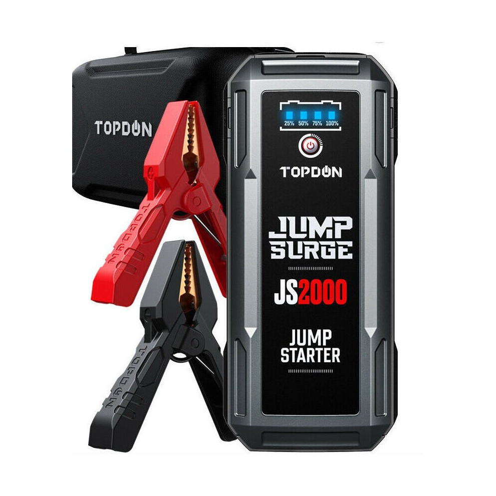 Car Battery Charger Jump Starter, TOPDON JS2000 16000mAh 2000A 12V Portable Booster for Up to 8L Gas/6L Diesel Engines