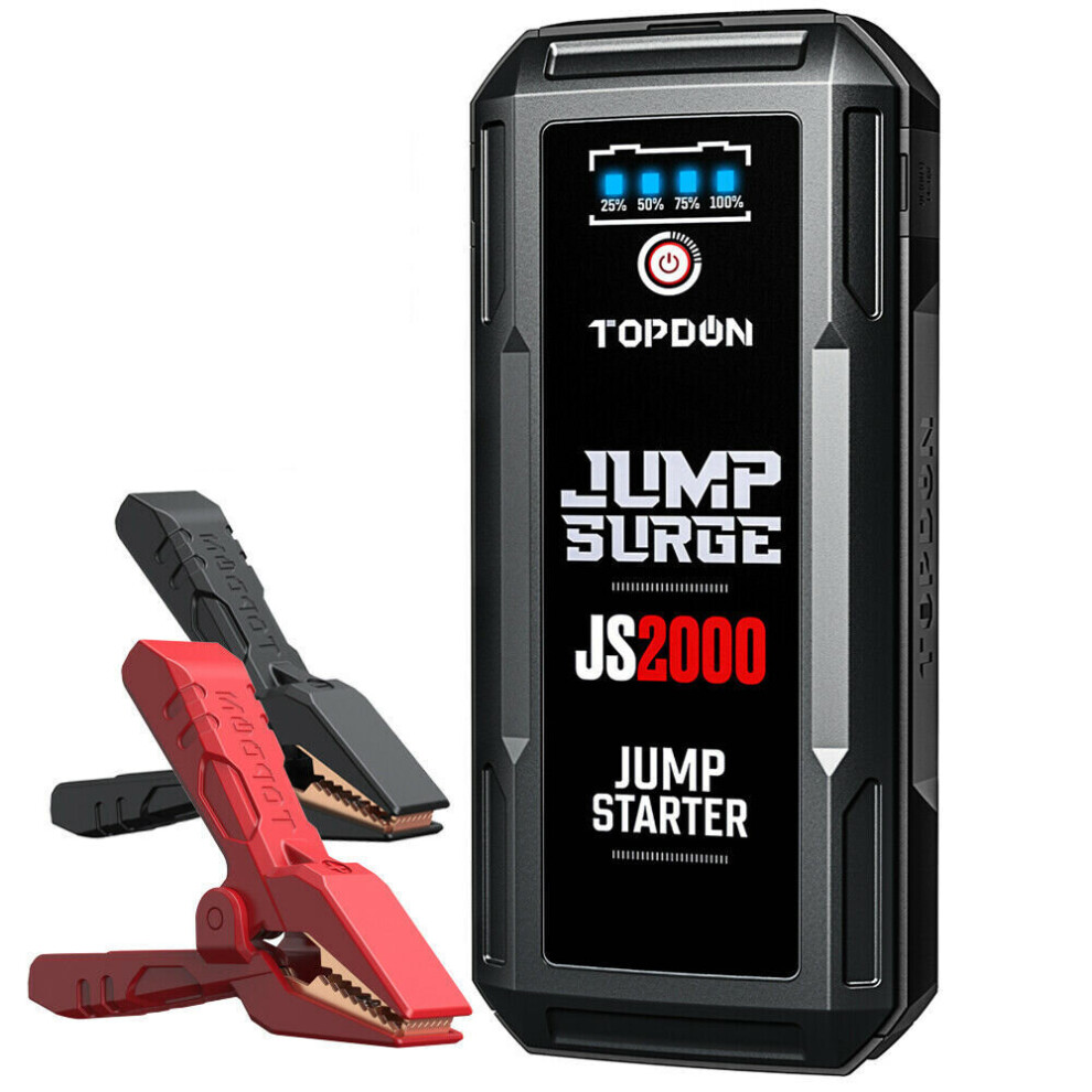 Car Jump Starter TOPDON JUMPSURGE2000 16000mAh 2000A 12V Portable Booster for Up to 8L Gas/6L Diesel Engines