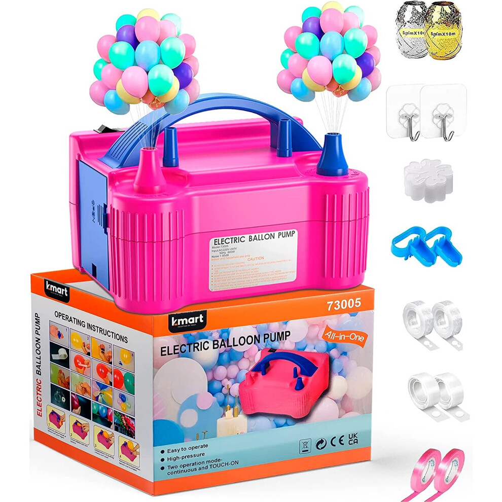 UK SELLER - Heavy Duty Electric Balloon Pump - Portable Air Blower Dual Nozzle Balloon Inflator Blower Pump for Party, Wedding, Birthday, Activities