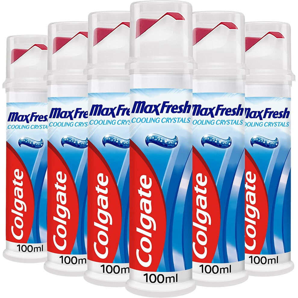 Colgate Max Fresh Cooling Crystals Fluoride Toothpaste Pump, 100 ml - Pack of 6