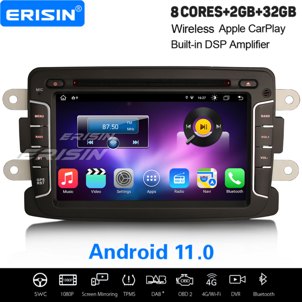 8-Core Android 11 Car Stereo DAB+ Satnav Renault Dacia Duster Sandero Logan Dokker Captur CarPlay 32GB