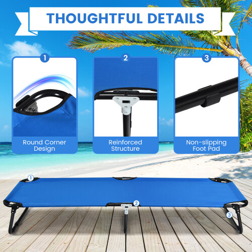 Casart 191cm Outdoor Fabric Sleeping Cot Portable Folding Camping Cot Bed 2
