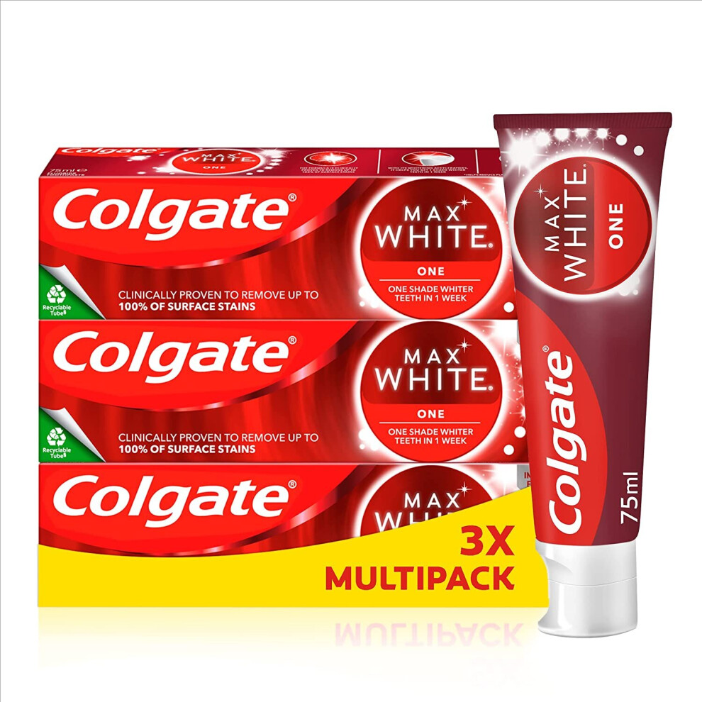 Colgate Max White One Whitening Toothpaste, Teeth Whitening Toothpaste with a Clinically Proven Formula, Removes up to 100% of Surface Stains