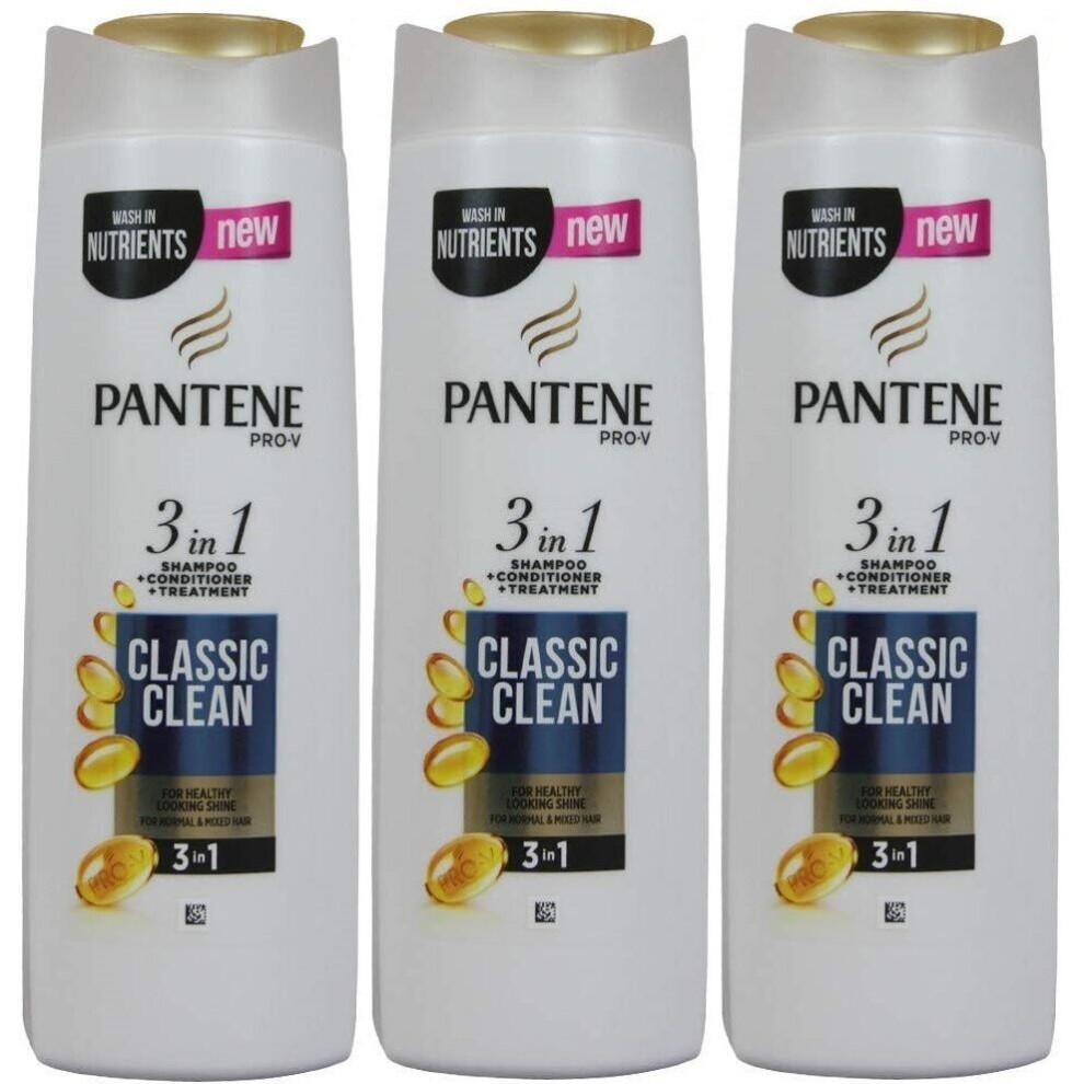 Pantene 3 X 300Ml 3 In 1 Shampoo+Conditioner+Treatment Classic Clean For Normal & Mixed Hair