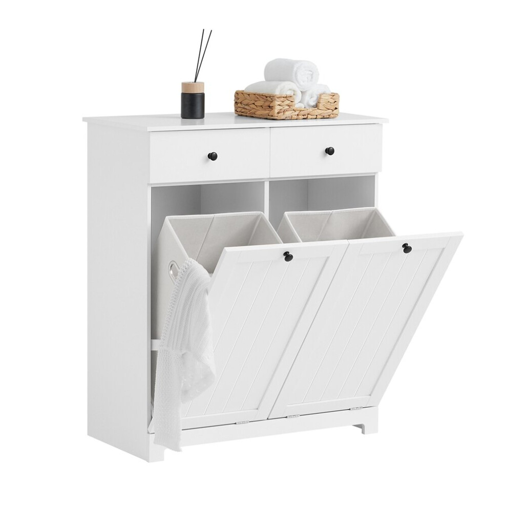 SoBuy 2 Drawers 2 Doors Laundry Cabinet Laundry Chest,BZR33-W