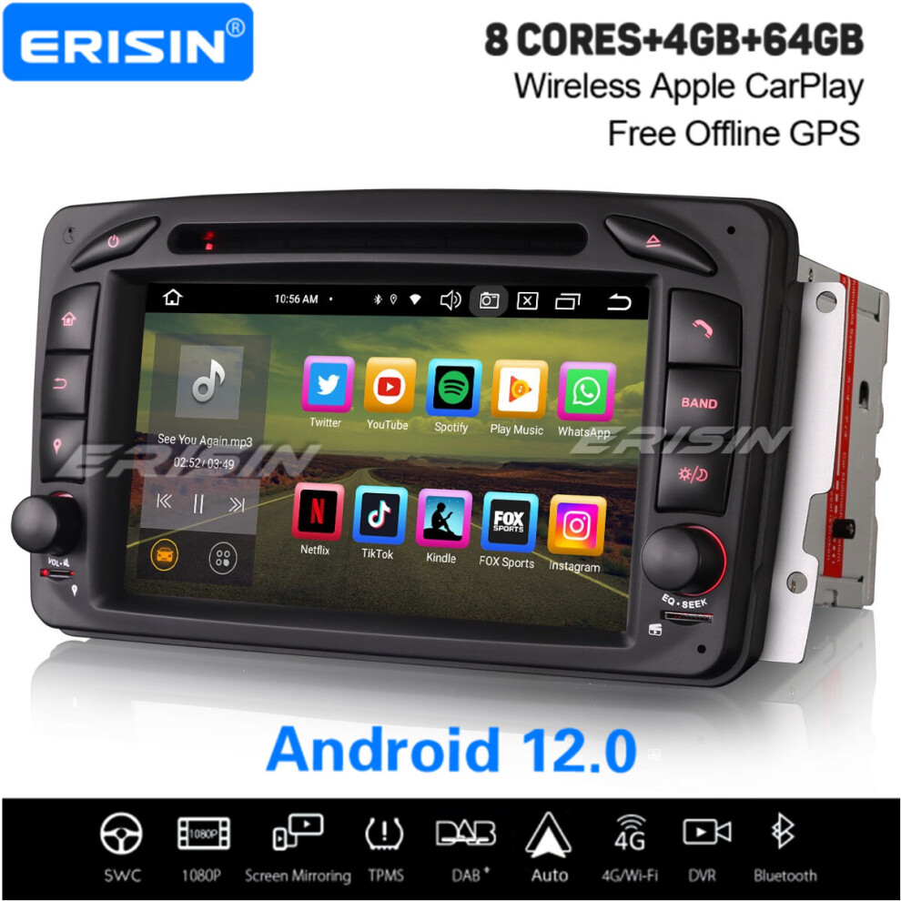 64Gb 8-Core Android 12 Car Stereo Mercedes Benz C/G/Clk/A-Class W203 C209 Vito Viano Carplay Dab+ Satnav 737655236026