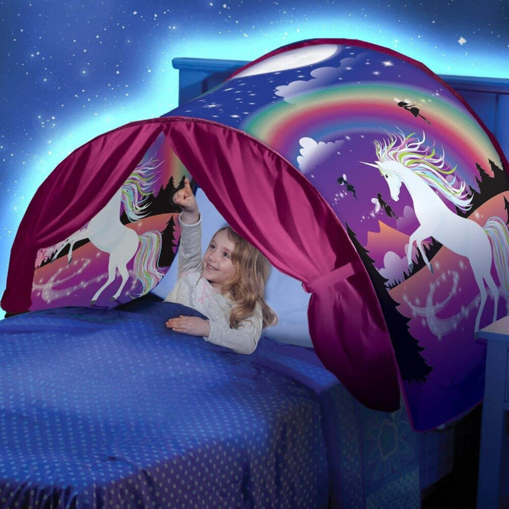 (unicorn) Summer Kids Dream Bed Mosquito Tents With Light Storage Pocket Children Night Sleeping Foldable Pop Up Mattress Tent Playhouse-image-OPC-PBC7XM8-NEW