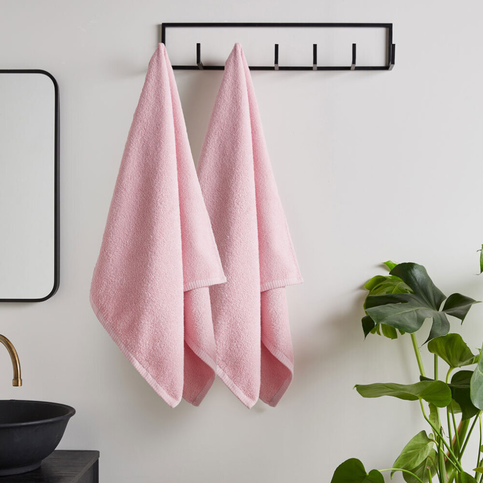(Pink) Catherine Lansfield Quick Dry 100% Cotton Bath Sheet, 2 Pack