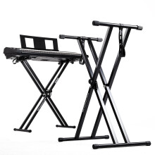 Duronic KS2B Keyboard Stand, Twin X Frame for Music Keyboard/Digital Piano, Height Adjustable, Double-Braced Legs, Quick-Pull Release, 20kg Capacity