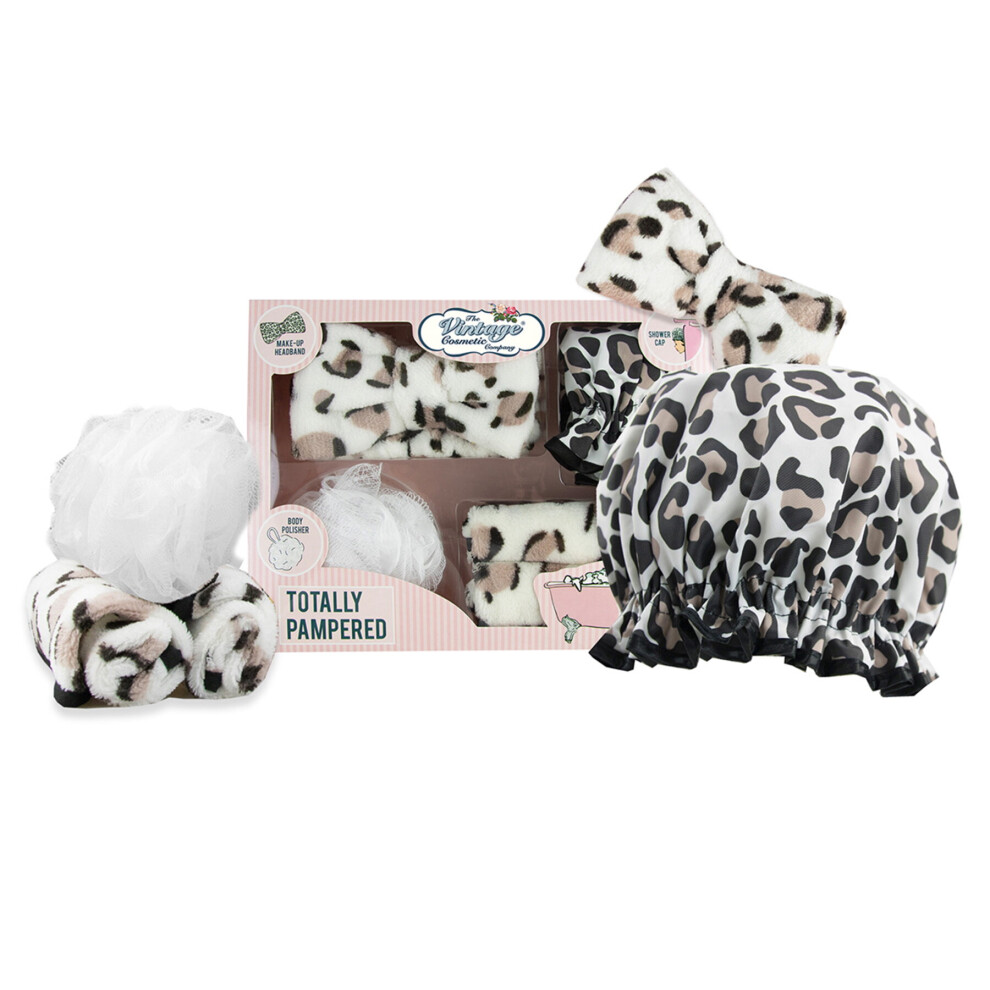 Ladies Pamper Self Care Leopard Print Vintage Cosmetic Company Beauty Gift Set