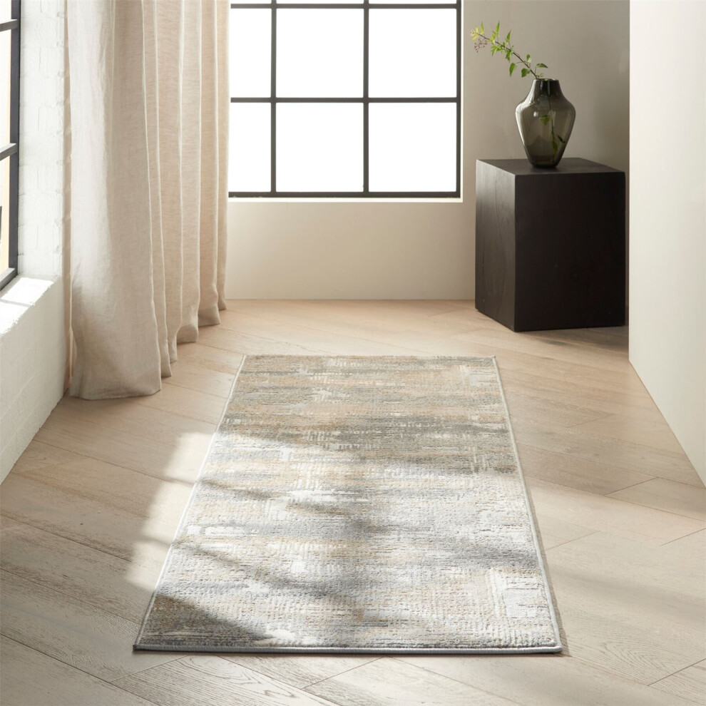 (221x69cm) Calvin Klein Rush Designer Hallway Runner CK951 Grey Beige