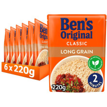 Bens Original Long Grain Microwave Rice 220g (Pack of 6)
