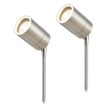Litecraft Kenn Outdoor Spike Spotlight IP44 In Stainless Steel 2 Pack