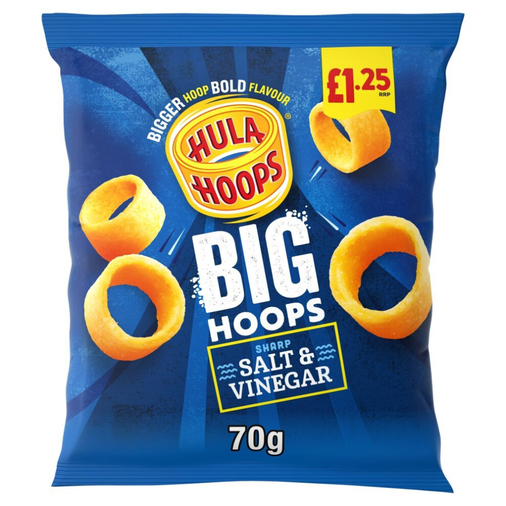 Kp Hula Hoops Hula Hoops Big Hoops Salt & Vinegar Crisps 70G (Pack Of 20)