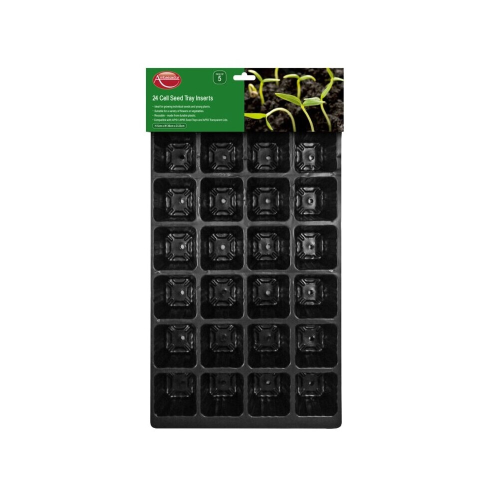 Ambassador Pack Of 5 Small 24 Cell Seed Tray Insert Seedling Starter Trays