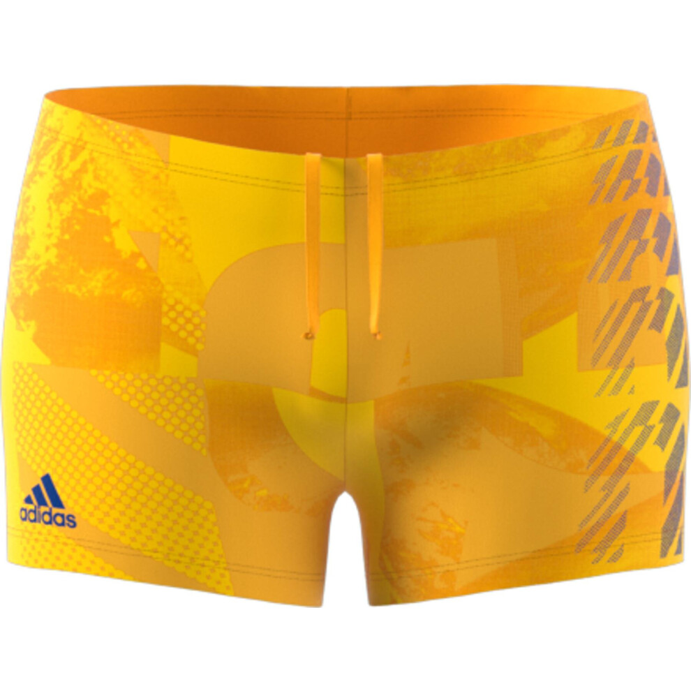 adidas Men's Swimming Boxers (Size 26") Yellow & Blue 3 Stripes Boxers - New