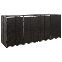 (black) vidaXL Wheelie Bin Shed Garden Outdoor Rubbish Bin Shed Storage Poly Rattan