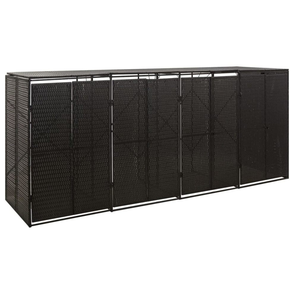 (black) vidaXL Wheelie Bin Shed Garden Outdoor Rubbish Bin Shed Storage Poly Rattan
