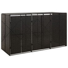 (black) vidaXL Wheelie Bin Shed Garden Outdoor Rubbish Bin Shed Storage Poly Rattan
