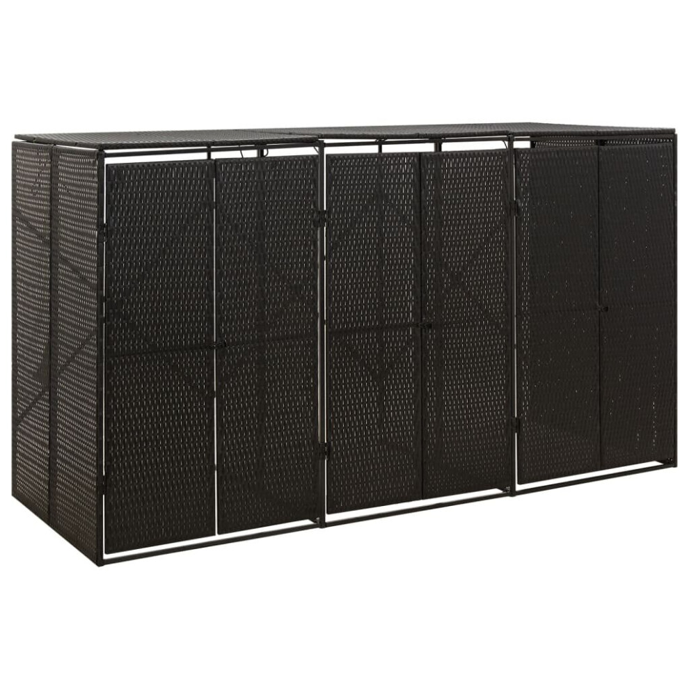 (black) vidaXL Wheelie Bin Shed Garden Outdoor Rubbish Bin Shed Storage Poly Rattan