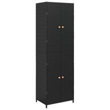 (black) vidaXL Garden Storage Cabinet 59x40x180 cm Poly Rattan Organiser Black/Grey