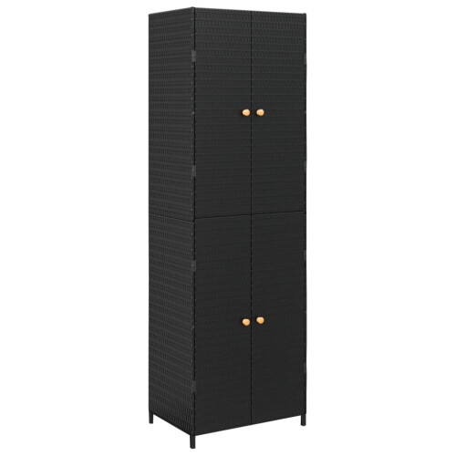 (black) vidaXL Garden Storage Cabinet 59x40x180 cm Poly Rattan Organiser Black/Grey