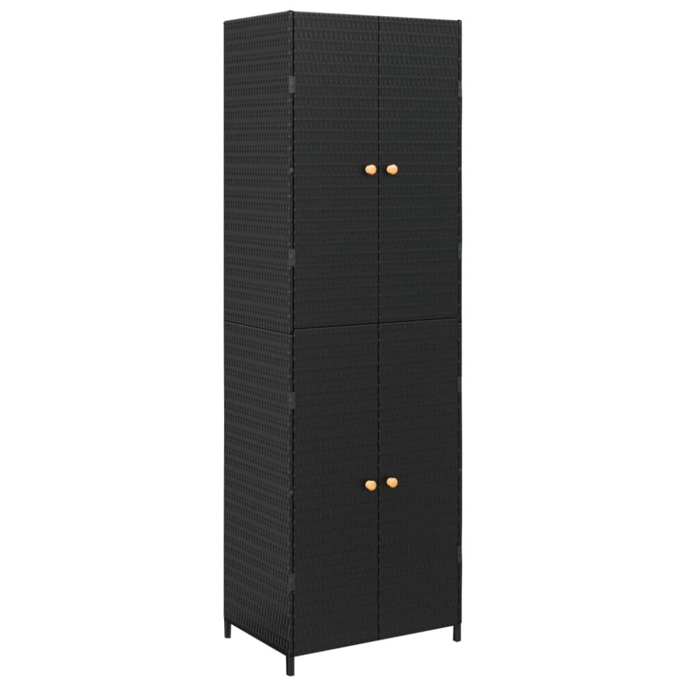 Vidaxl (Black) Garden Storage Cabinet 59X40x180 Cm Poly Rattan Organiser Black/Grey
