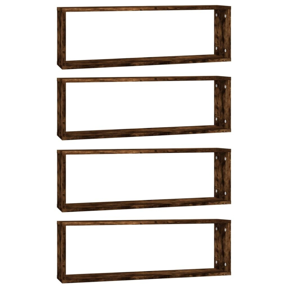 Vidaxl (Smoked Oak) 2/4X Wall Cube Shelves Engineered Wood Cd Wall Cabinet Multi Colours