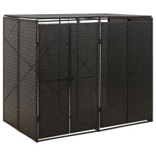 (black) vidaXL Wheelie Bin Shed Garden Outdoor Rubbish Bin Shed Storage Poly Rattan