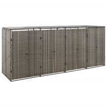 (grey) vidaXL Wheelie Bin Shed Garden Outdoor Rubbish Bin Shed Storage Poly Rattan