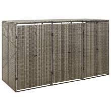 (grey) vidaXL Wheelie Bin Shed Garden Outdoor Rubbish Bin Shed Storage Poly Rattan