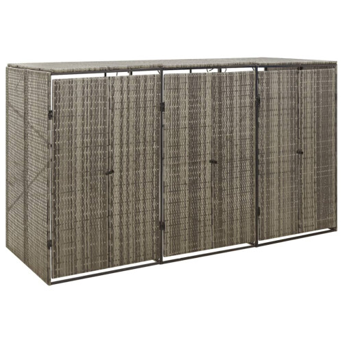 (grey) vidaXL Wheelie Bin Shed Garden Outdoor Rubbish Bin Shed Storage Poly Rattan
