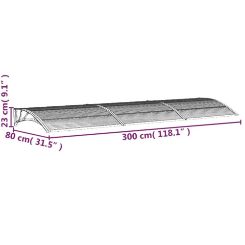 VidaXL vidaXL Türvordach Schwarz 300x75 cm Polycarbonat 1