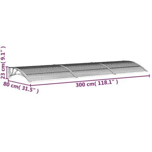VidaXL vidaXL Türvordach Grau 300x75 cm Polycarbonat 1