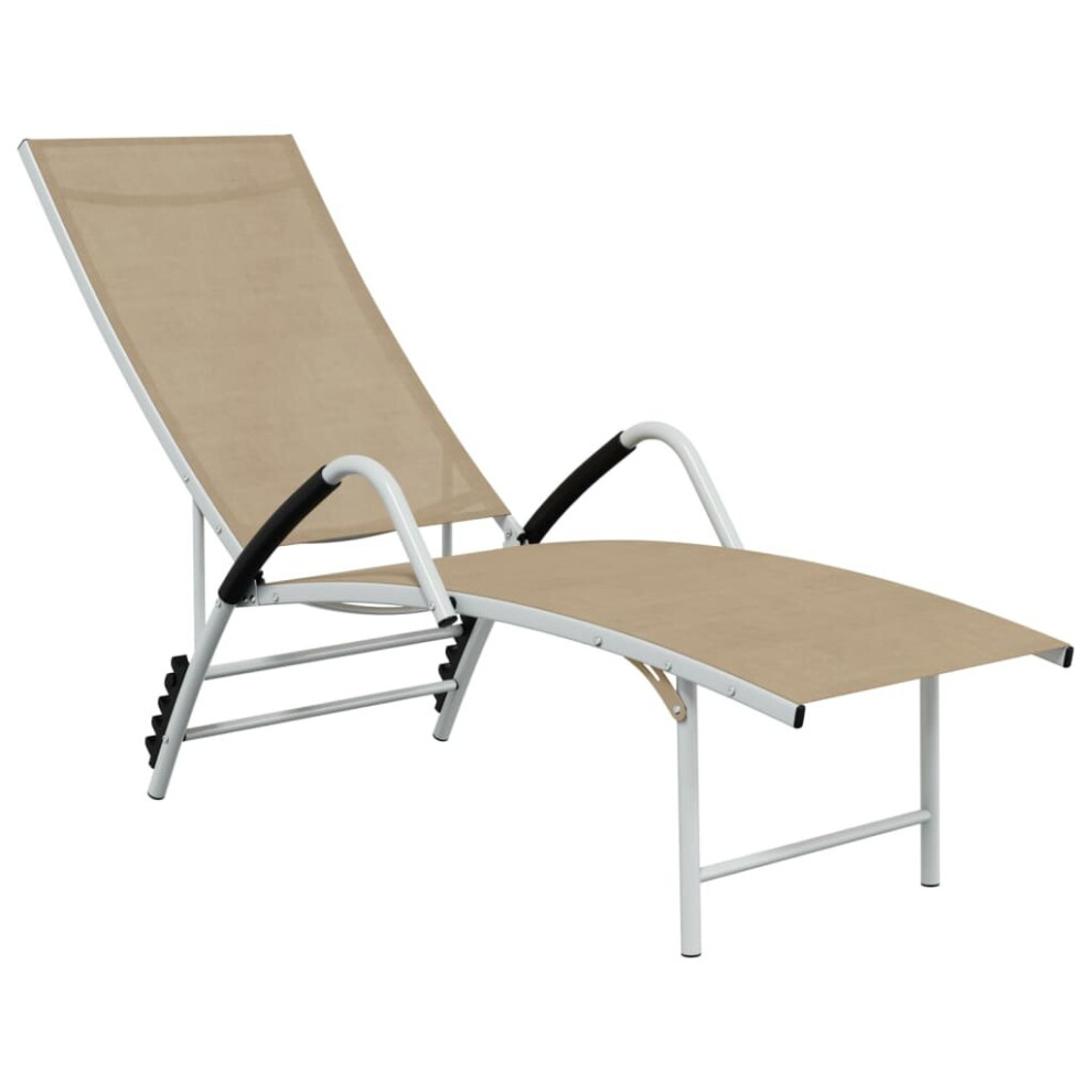 (cream) vidaXL Sun Lounger Outdoor Sunbed Lounge Bed Day Bed Textilene and Aluminium