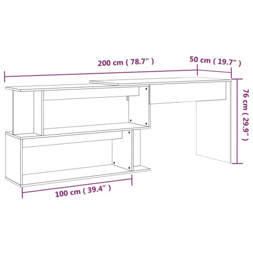 VidaXL (grey sonoma) vidaXL Corner Desk Writing Rotable Table Engineered Wood Desk Multi Colours 2