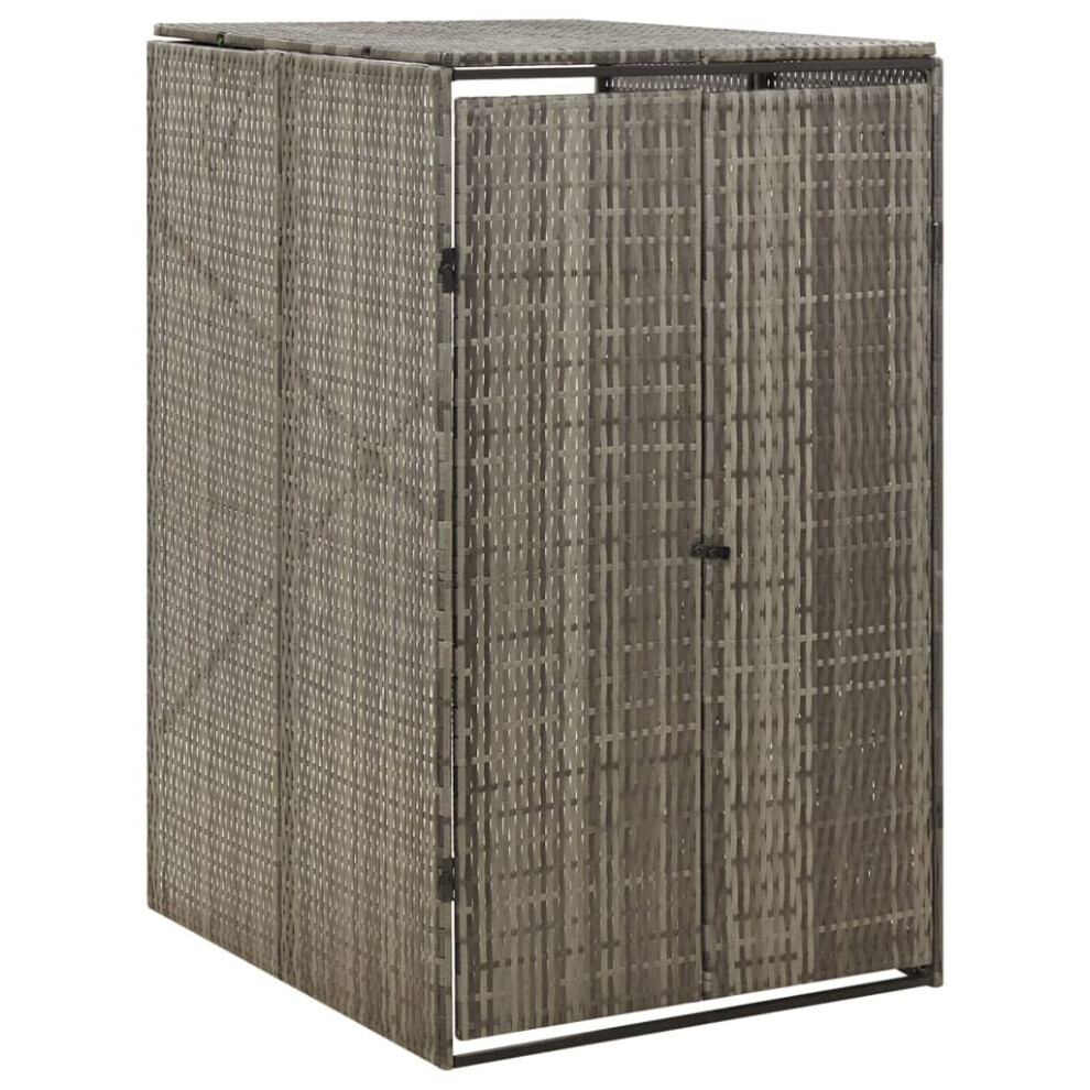 (grey) vidaXL Wheelie Bin Shed Garden Outdoor Rubbish Bin Shed Storage Poly Rattan