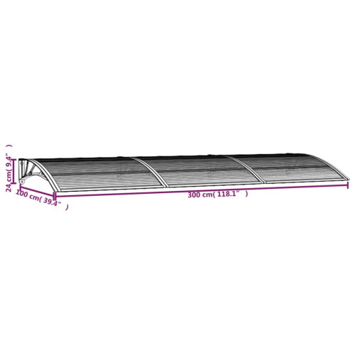 VidaXL vidaXL Türvordach Schwarz 300x100 cm Polycarbonat 1