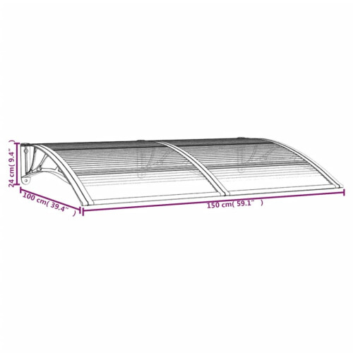 VidaXL vidaXL Türvordach Grau 150x100 cm Polycarbonat 1