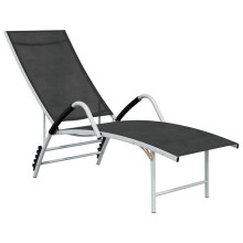 (black) vidaXL Sun Lounger Outdoor Sunbed Lounge Bed Day Bed Textilene and Aluminium