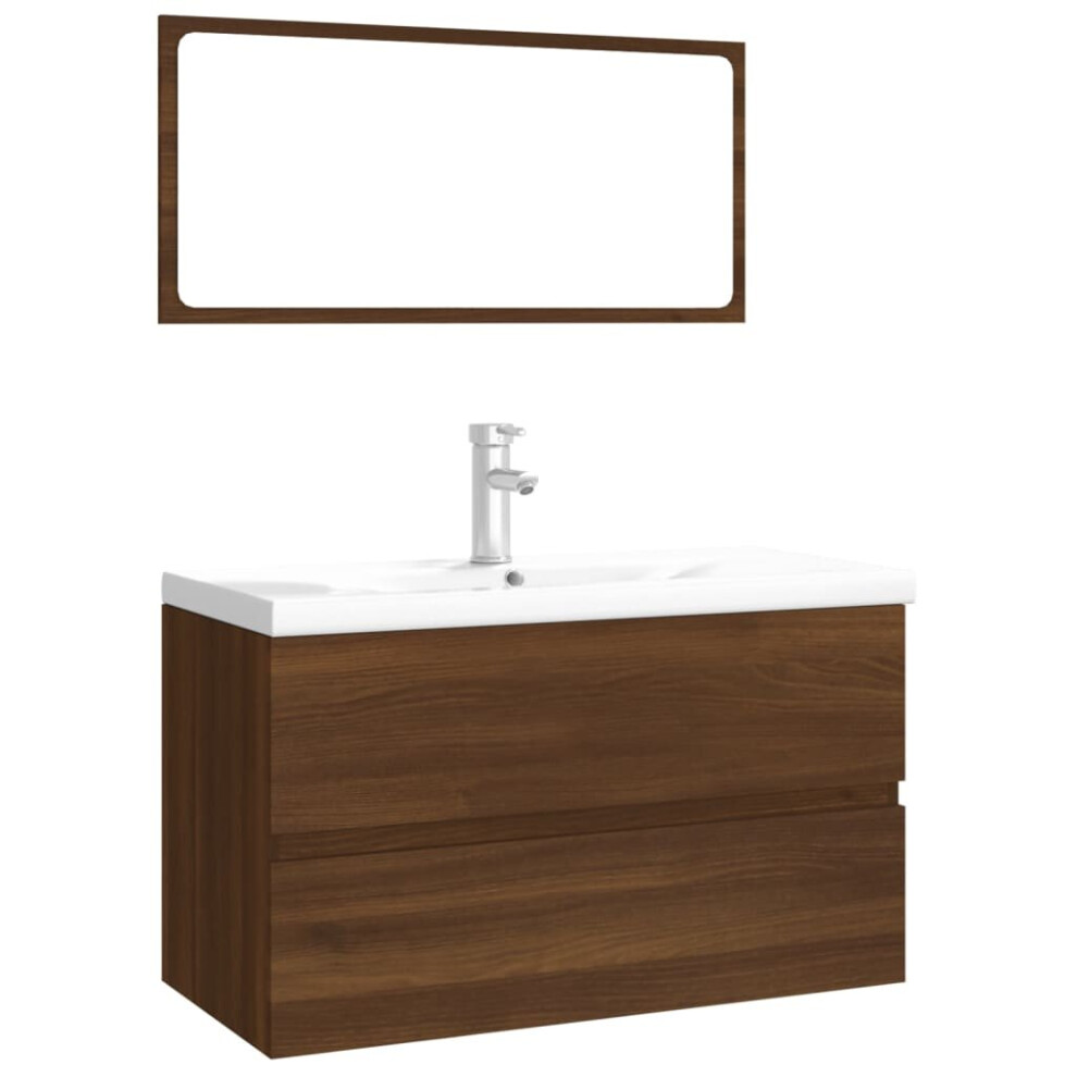 (brown oak, with faucet) vidaXL Bathroom Furniture Set Basin Multi Sizes/Colours with/without Faucet