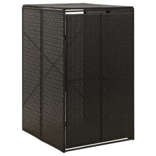 (black) vidaXL Wheelie Bin Shed Garden Outdoor Rubbish Bin Shed Storage Poly Rattan